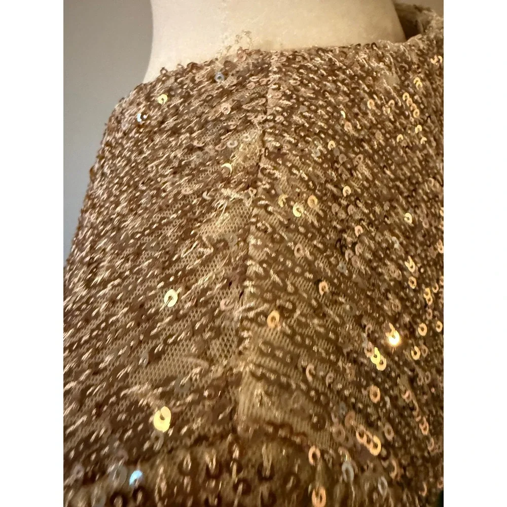 BHLDN Goldie Ombre Sequin Mini Dress Womens 14 Rose Gold Event Wedding NYE READ!